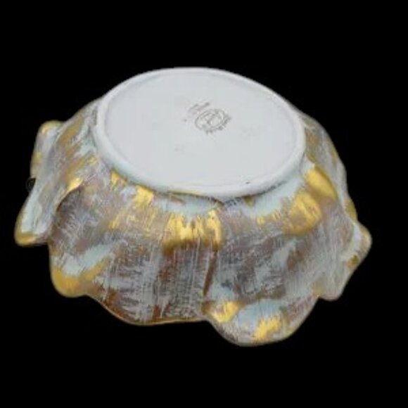 Vintage MCM Stangl Hand Painted Antique Gold Art Pottery Floral Bowl - Picture 8 of 10